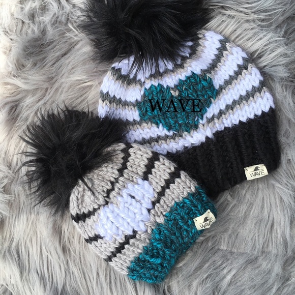 Fluffy pom beanies -custom designed matching - Picture 8 of 8